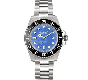 Oceaneva Men's Deep Marine Explorer 1000M Pro Diver Watch Blue Mother Of Pearl - BK200BLMOPST 1000M, 1000m Dive watch, 316L Stainless Steel, BGW9 Swiss Super-Luminova, Ceramic Beze, Dive Watch, Sw200-1 Swiss Automatic Movement